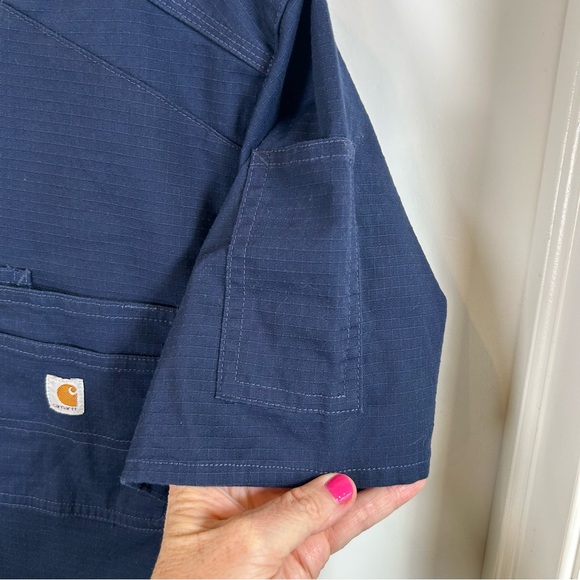 Carhartt‎ Blue Rip Stop Utility Scrub Top Women’s Size Medium - Picture 8 of 10